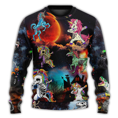 Christmas Sweater / S Halloween Zombie Unicorn Dabbing - Sweater - Ugly Christmas Sweaters - Owls Matrix LTD