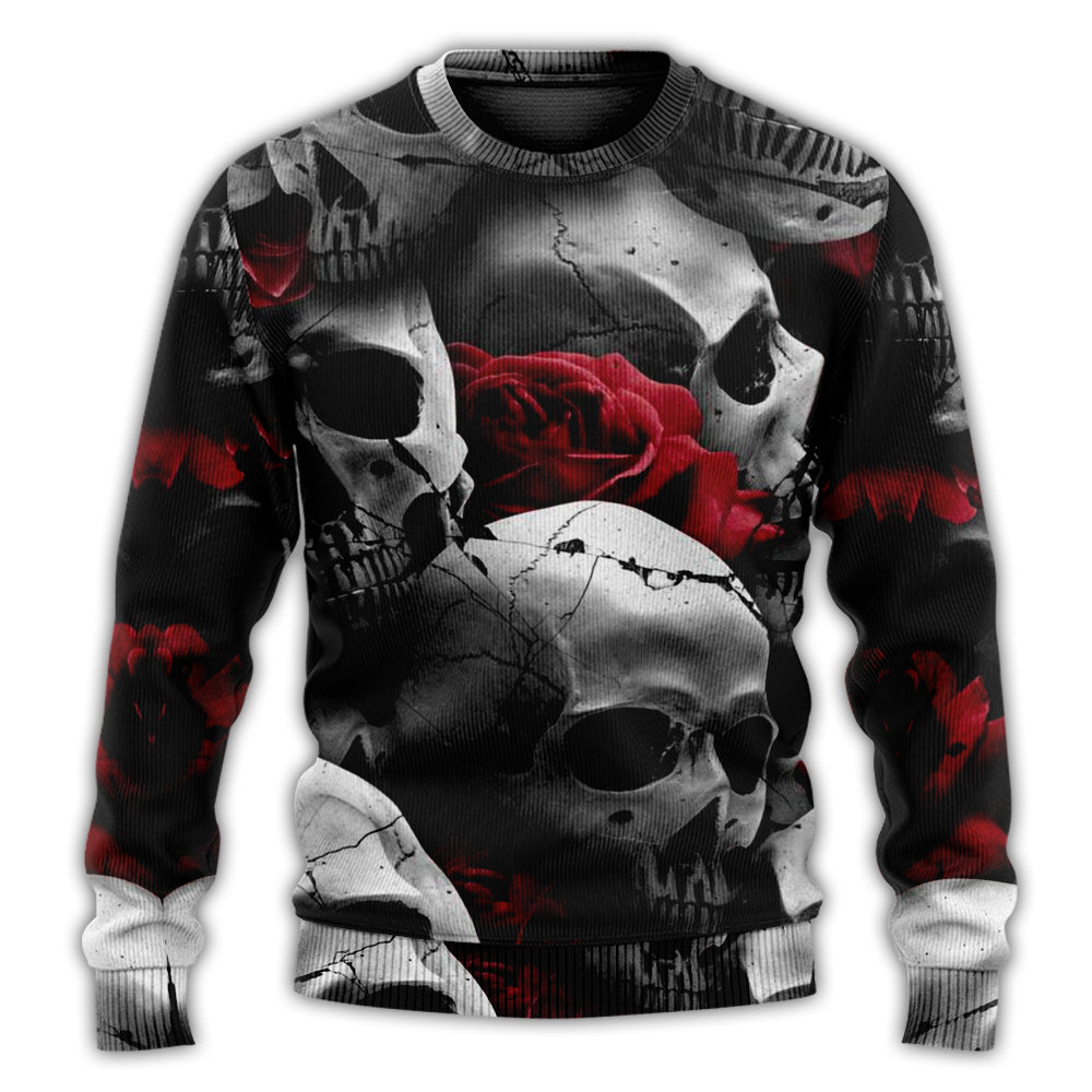 Christmas Sweater / S Skull Death Love Rose - Sweater - Ugly Christmas Sweaters - Owls Matrix LTD