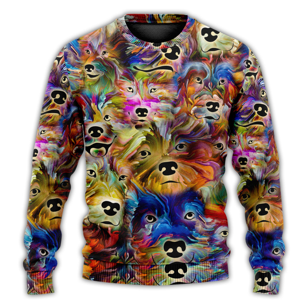 Christmas Sweater / S Dog Painting In My Memory - Sweater - Ugly Christmas Sweaters - Owls Matrix LTD