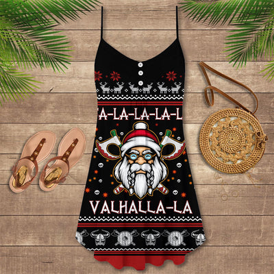 Viking Valhalla White And Red - V-neck Sleeveless Cami Dress - Owls Matrix LTD