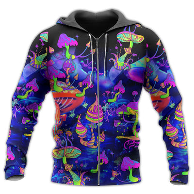 Zip Hoodie / S Hippie Mushroom Galaxy Neon Colorful Art - Hoodie - Owls Matrix LTD
