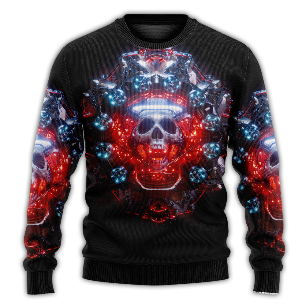 Christmas Sweater / S Skull Electric Dream Or Die - Sweater - Ugly Christmas Sweaters - Owls Matrix LTD