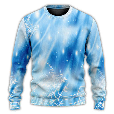 Christmas Sweater / S Music Musical Notes on A Dark Blue - Sweater - Ugly Christmas Sweaters - Owls Matrix LTD