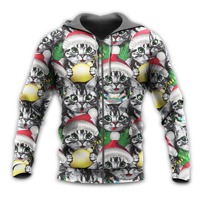 Zip Hoodie / S Christmas Meowy Xmas Cat Lover - Hoodie - Owls Matrix LTD