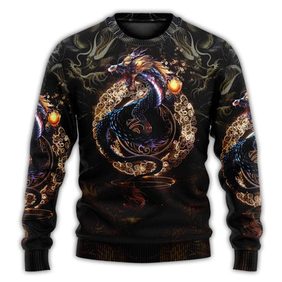 Christmas Sweater / S Dragon Golden Japanese Dragon - Sweater - Ugly Christmas Sweaters - Owls Matrix LTD