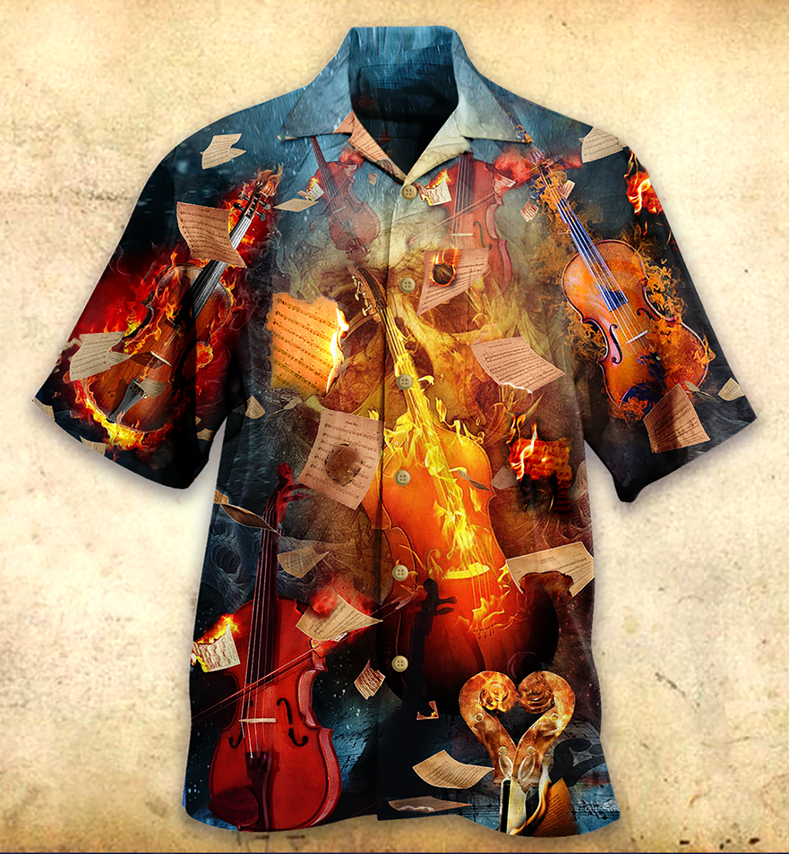 Violin Music Fire Burn Fire - Hawaiian Shirt - Owls Matrix LTD