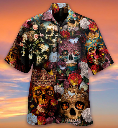 Skull Queen Love Flowers - Hawaiian Shirt - Owls Matrix LTD