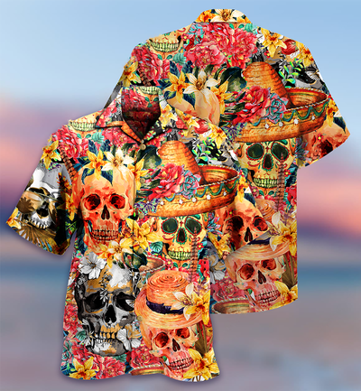 Skull Beautiful And Flowers - Hawaiian Shirt - Owls Matrix LTD
