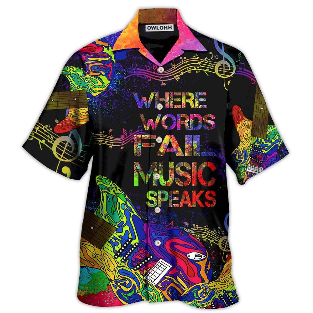 Hawaiian Shirt / Adults / S Guitar Where Music Speaks - Hawaiian Shirt - Owls Matrix LTD