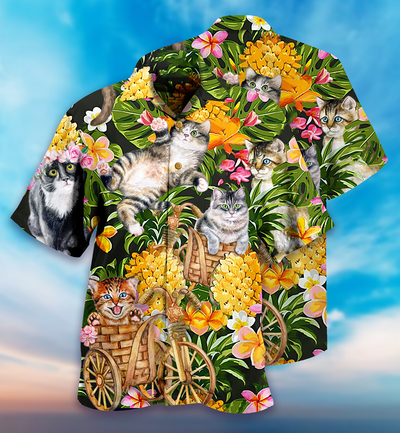 Cat Lovely And Flowers Garden - Hawaiian Shirt - Owls Matrix LTD