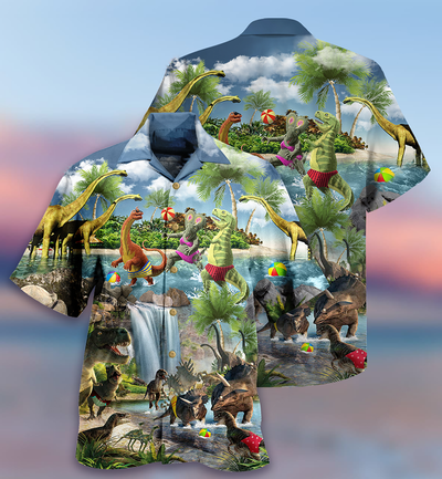 Dinosaur Love Swimming Love Beach Love Summer - Hawaiian Shirt - Owls Matrix LTD