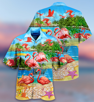Flamingo Tropical Love Summer Style - Hawaiian Shirt - Owls Matrix LTD