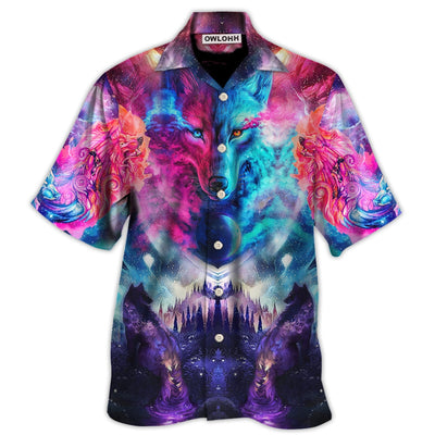 Hawaiian Shirt / Adults / S Wolf Colorful Loves Over Night - Hawaiian Shirt - Owls Matrix LTD
