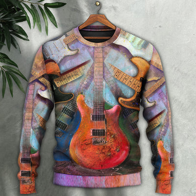 Guitar Abstract Colorful Lover Guitar Art Style - Sweater - Ugly Christmas Sweaters - Owls Matrix LTD