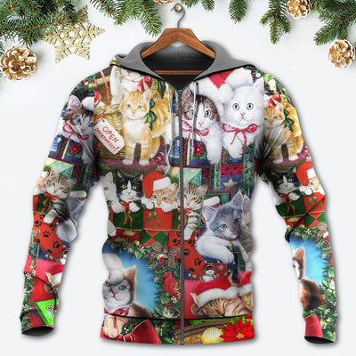 Cat Christmas Tree Merry Xmas - Hoodie - Owls Matrix LTD
