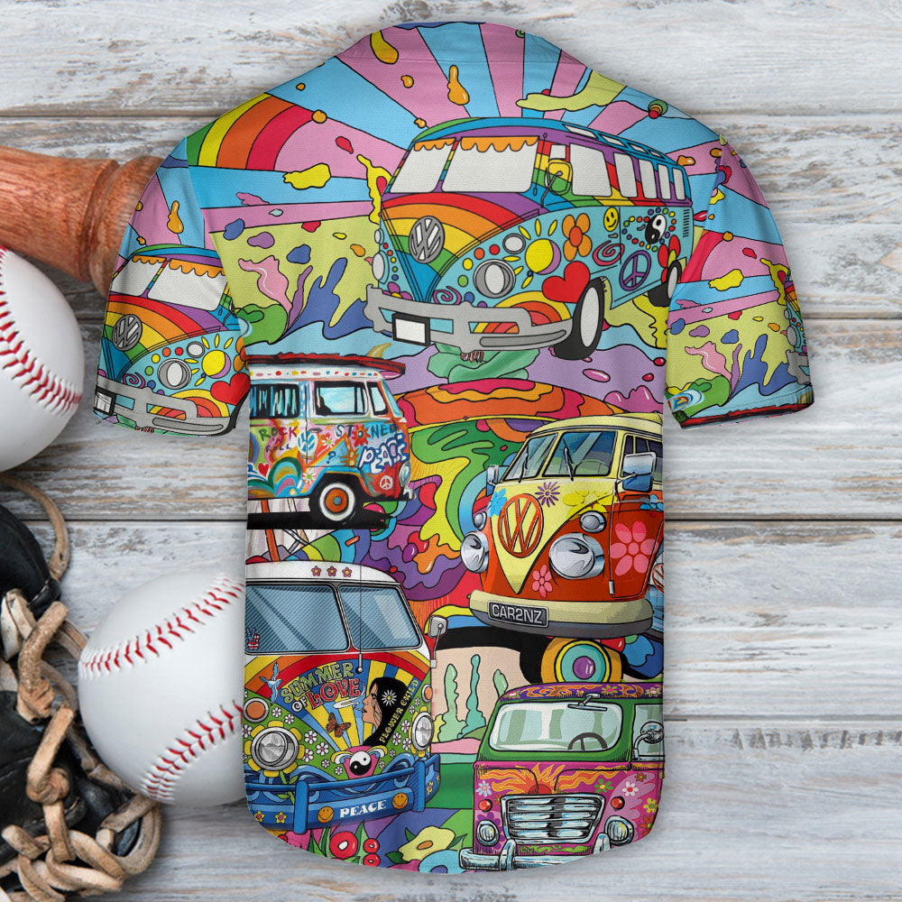 Hippie Bus Art Freeway Life - Baseball Jersey - Owls Matrix LTD