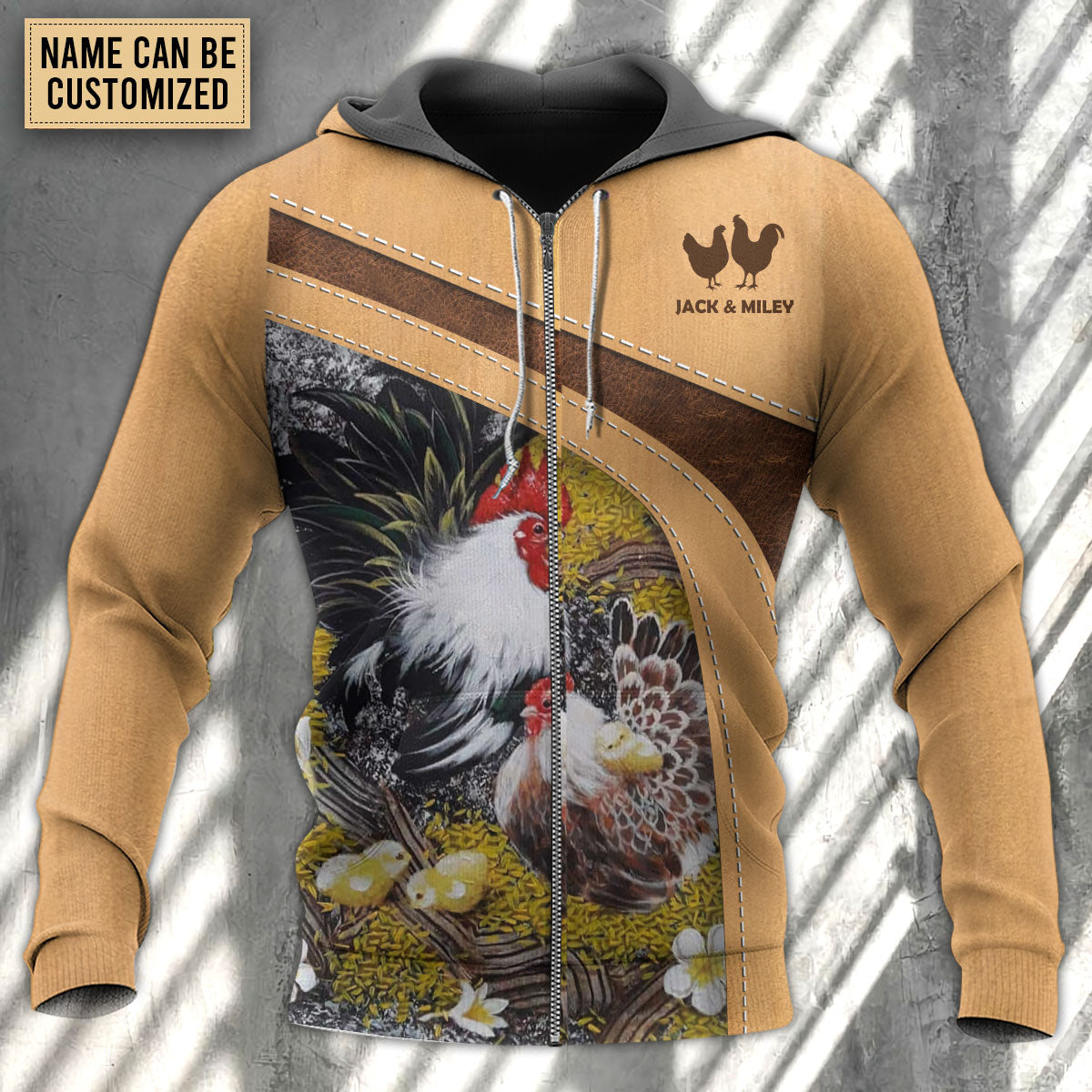 Chicken An Old Rooster And His Cute Chick Personalized - Hoodie - Owls Matrix LTD