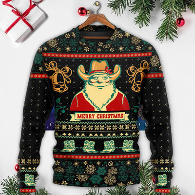 Christmas Cowboy Santa Christmas Old Man - Sweater - Ugly Christmas Sweaters - Owls Matrix LTD