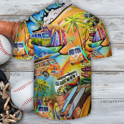 Hippie Bus Hippie Beach Vibe - Baseball Jersey - Owls Matrix LTD