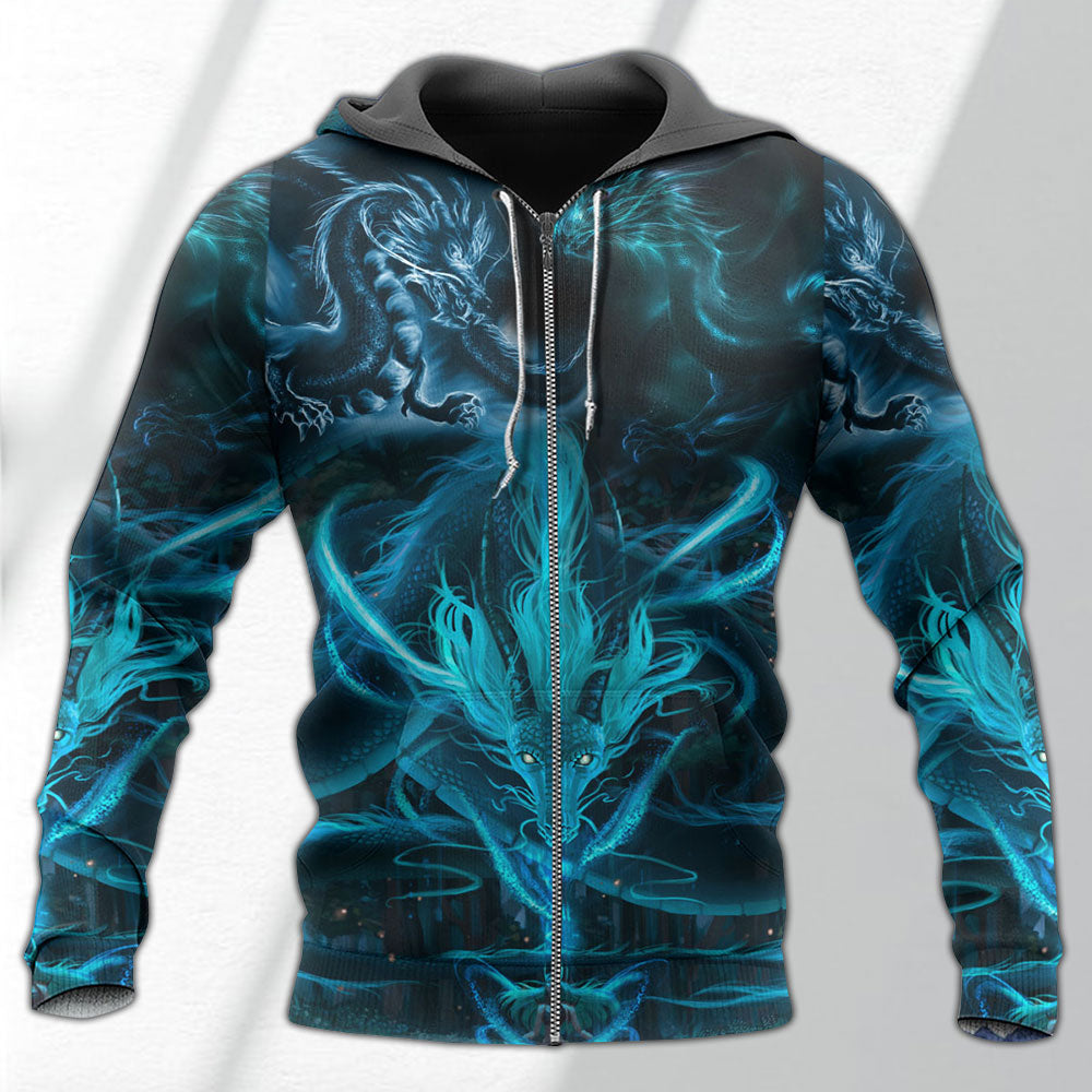 Dragon Blue Lighting And The Witch - Hoodie - Owls Matrix LTD