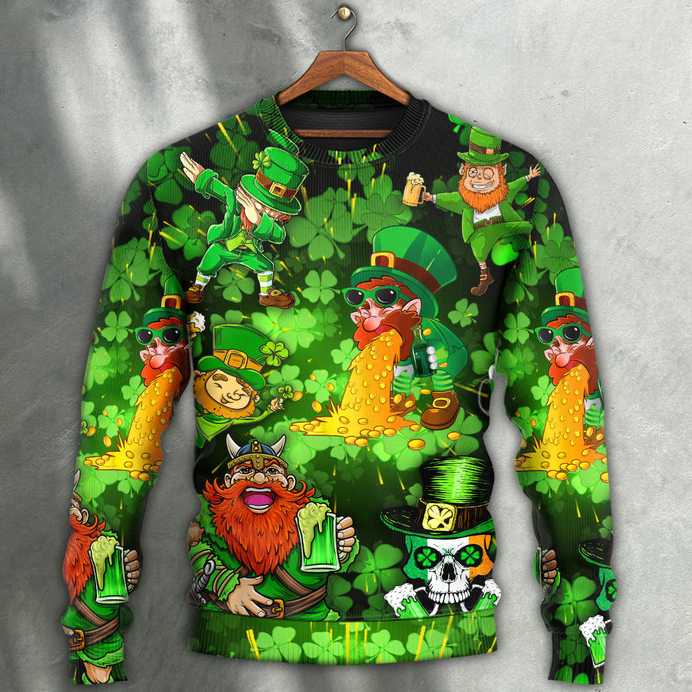 Irish Beer St Patrick's Day Viking Skull Leprechaun Gnome - Sweater - Ugly Christmas Sweaters - Owls Matrix LTD