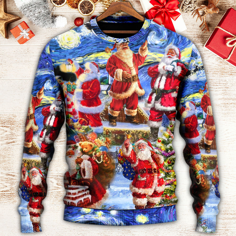 Christmas Santa Snow Night Merry Xmas - Sweater - Ugly Christmas Sweaters - Owls Matrix LTD