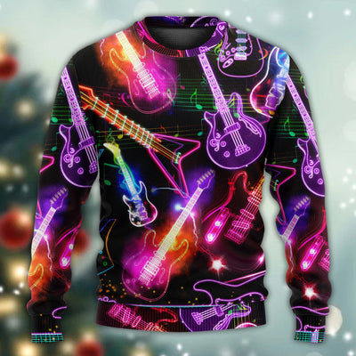 Guitar Neon Amazing Christmas - Sweater - Ugly Christmas Sweaters - Owls Matrix LTD
