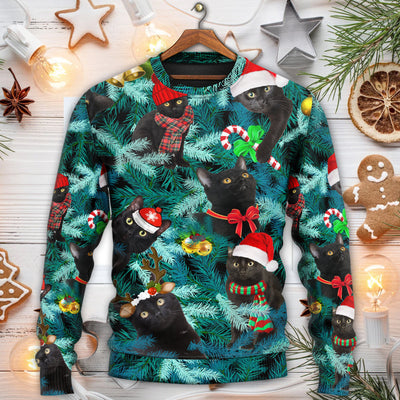 Christmas Black Cat Is It Jolly Enough Black Cat - Sweater - Ugly Christmas Sweaters - Owls Matrix LTD