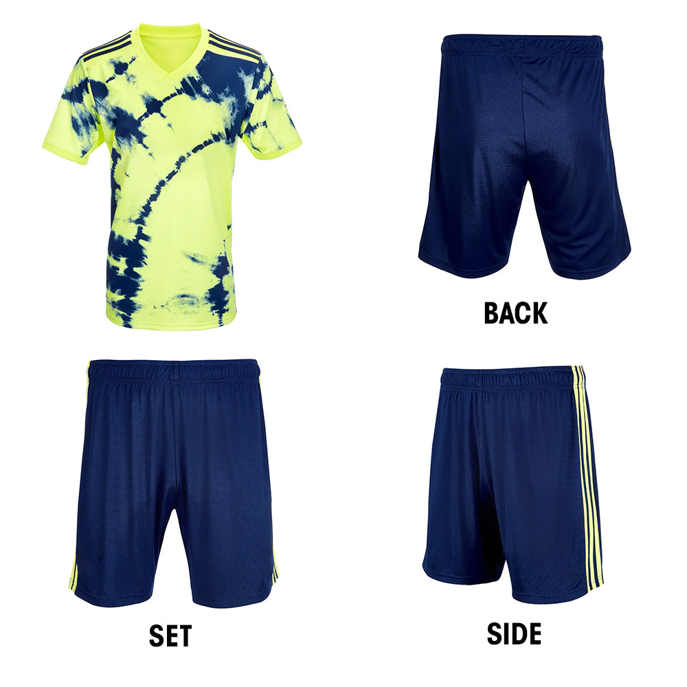 Custom Tie Dye Neon And Blue Navy - Soccer Uniform Jersey