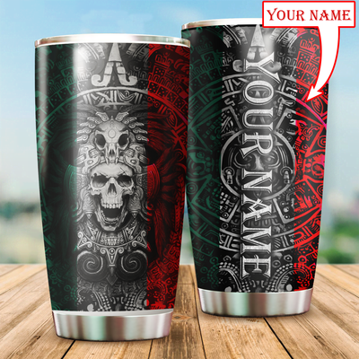 Aztec Mexico With Black Red and White Personalized - Tumbler - Owls Matrix LTD