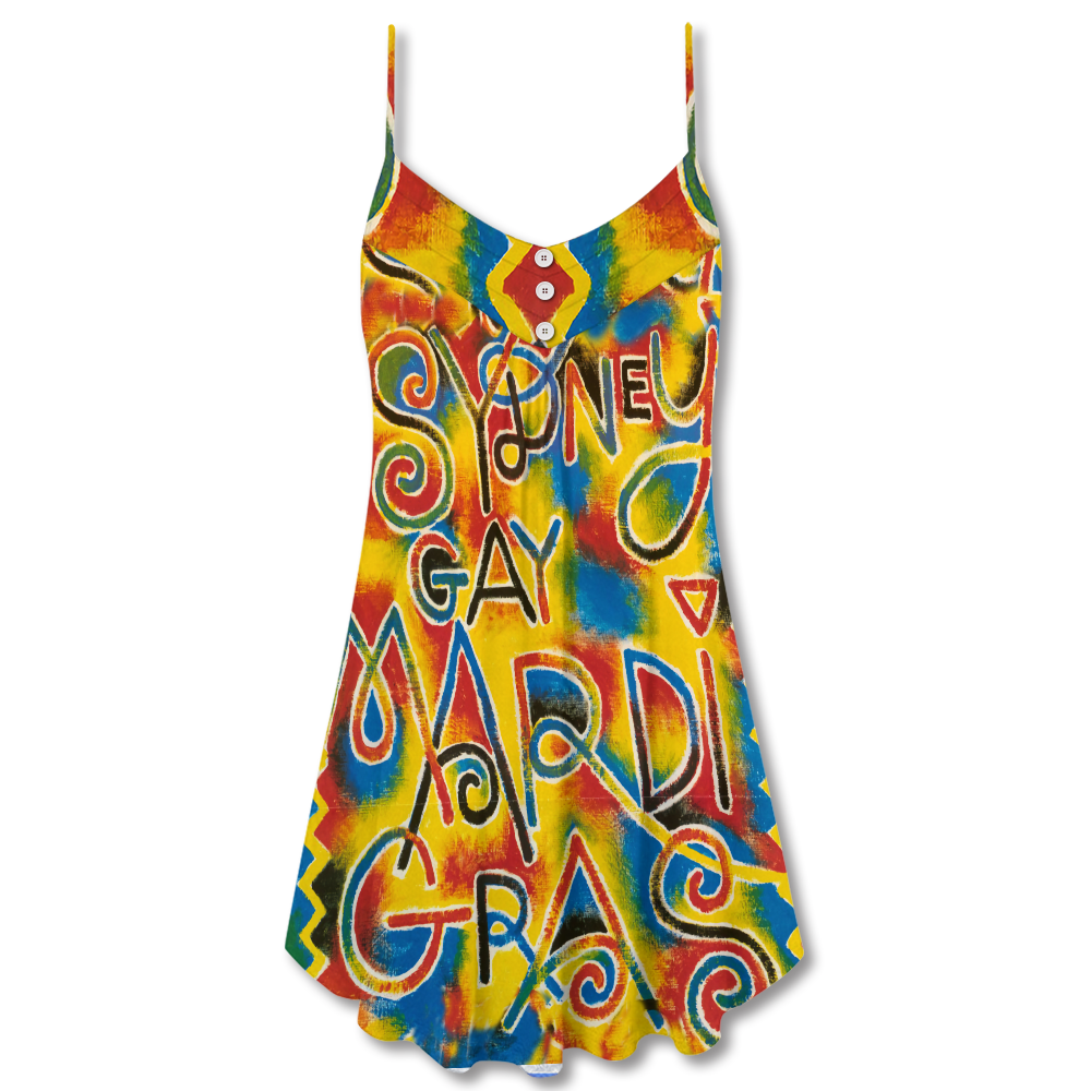 Sydney Mardi Gras Colorful Art - V-neck Sleeveless Cami Dress - Owls Matrix LTD