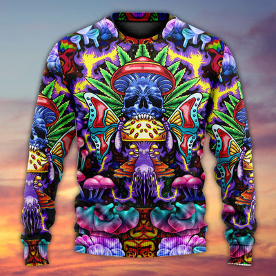 Hippie Mushroom And Skull Art - Sweater - Ugly Christmas Sweaters - Owls Matrix LTD
