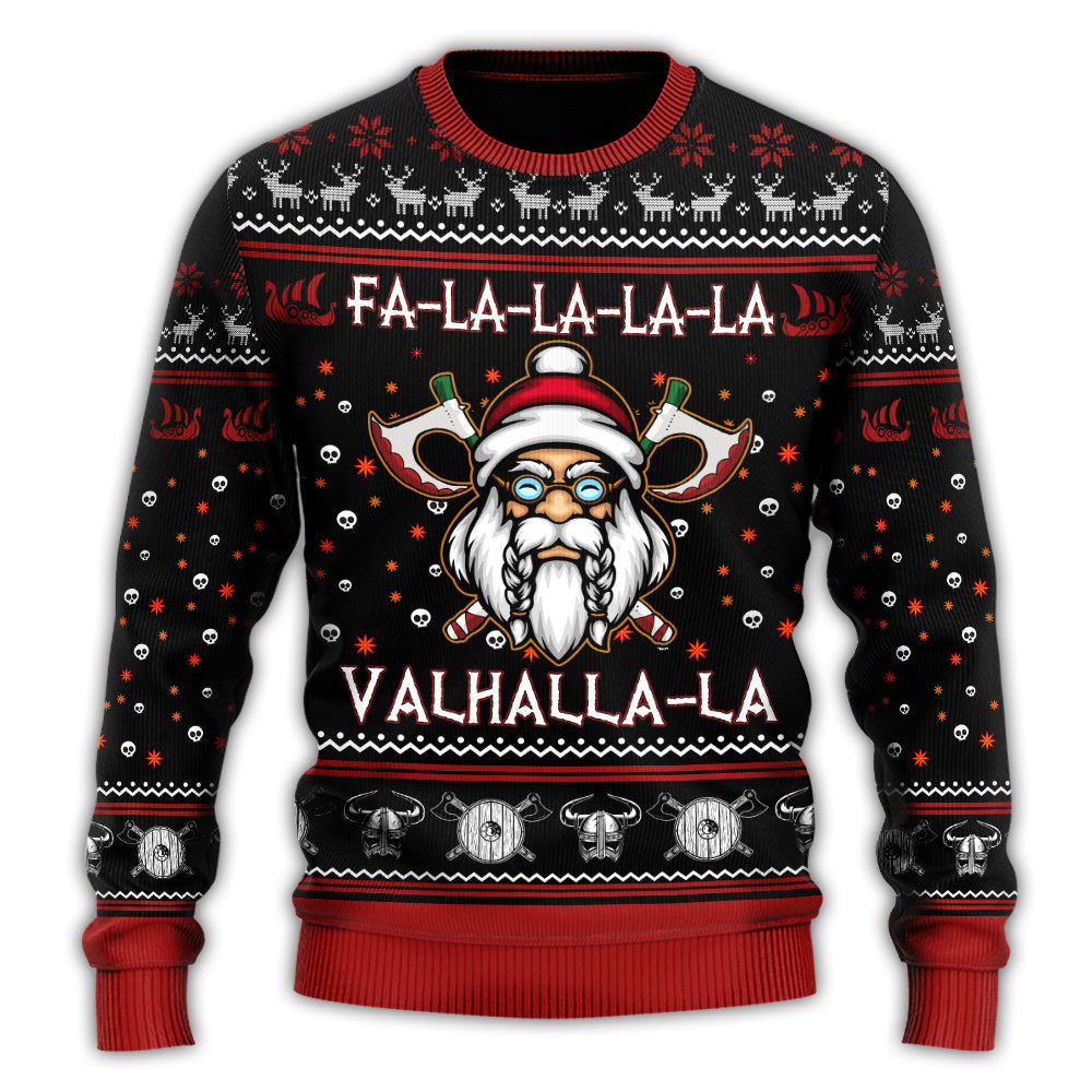Christmas Sweater / S Viking Valhalla White And Red - Sweater - Ugly Christmas Sweaters - Owls Matrix LTD