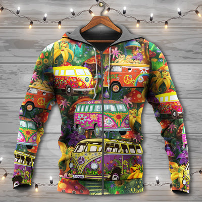 Hippie Bus Peace Life Colorful Style - Hoodie - Owls Matrix LTD