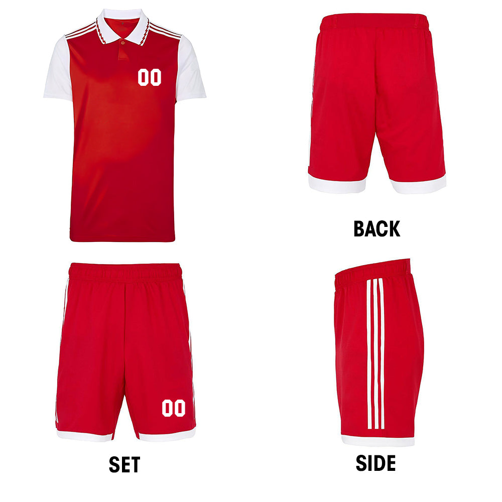 Custom Stripe Lines Red Magenta & White - Soccer Uniform Jersey