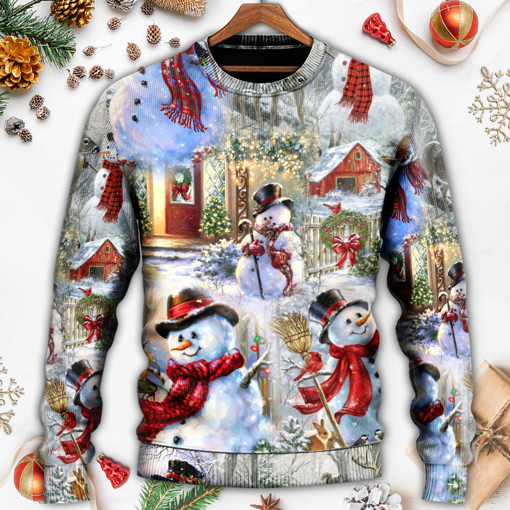 Christmas Snowman Merry Xmas - Sweater - Ugly Christmas Sweaters - Owls Matrix LTD