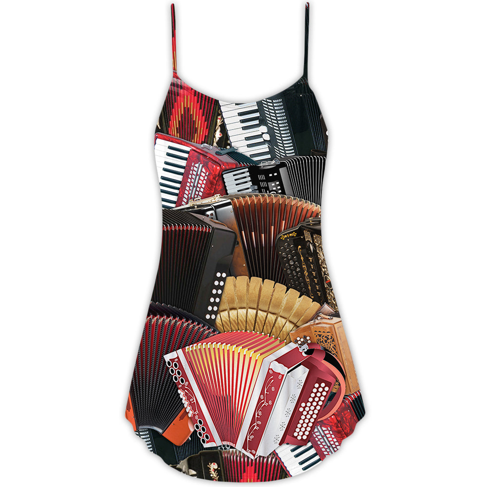 Accordion A Gentleman Is Someone Who Can Play The Accordion - V-neck Sleeveless Cami Dress - Owls Matrix LTD