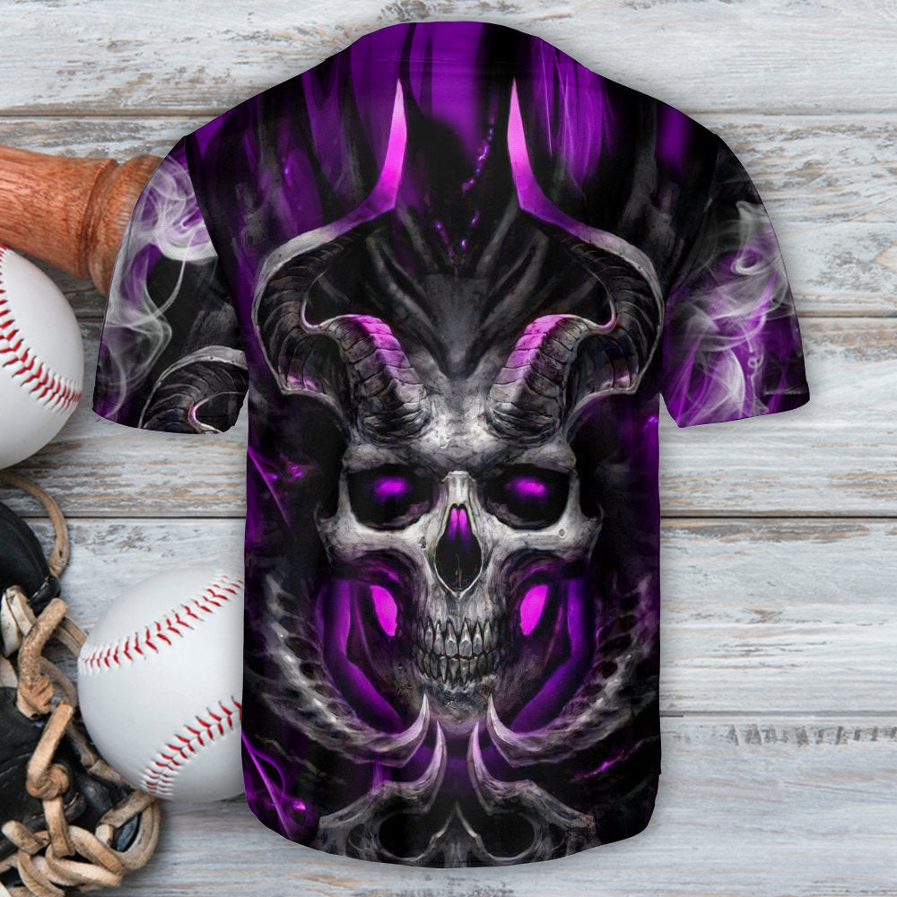 Skull Dark Purple Fire Lighting - Baseball Jersey - Owls Matrix LTD