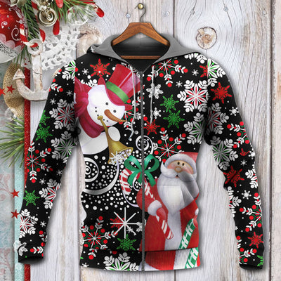 Christmas Snowyday With Santa And Snowman - Hoodie - Owls Matrix LTD
