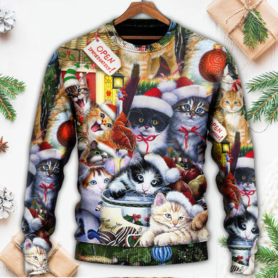 Christmas Cat Love Xmas - Sweater - Ugly Christmas Sweaters - Owls Matrix LTD