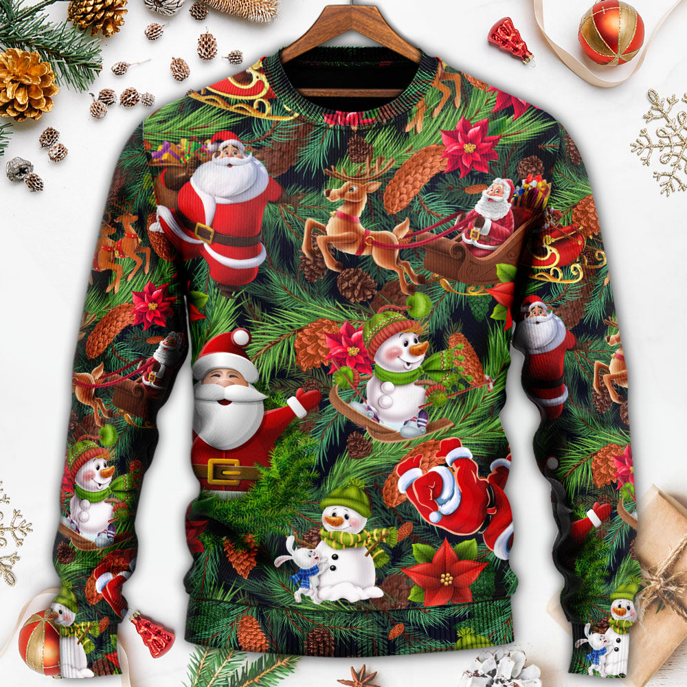 Christmas Santa Snowman Merry Xmas To Everyone - Sweater - Ugly Christmas Sweaters - Owls Matrix LTD
