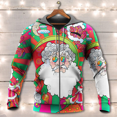 Christmas Santa Claus Psychedelic Colorful Hippie - Hoodie - Owls Matrix LTD