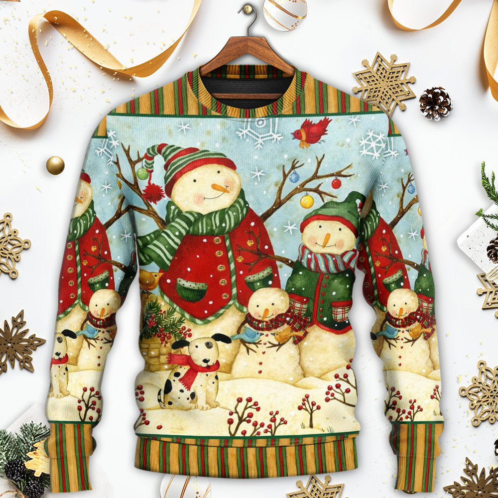 Christmas Cutie Snowman Happy Xmas - Sweater - Ugly Christmas Sweaters - Owls Matrix LTD