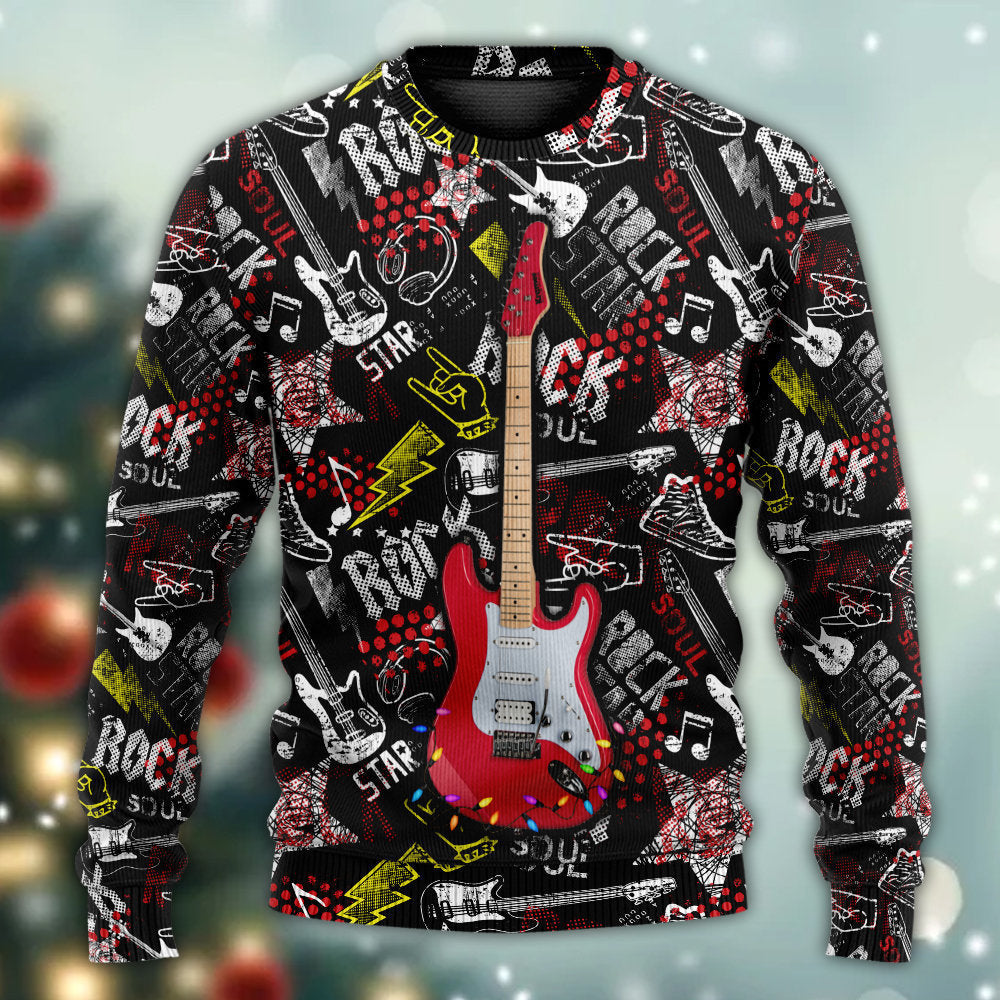 Guitar Rock Soul Merry Christmas - Sweater - Ugly Christmas Sweaters - Owls Matrix LTD