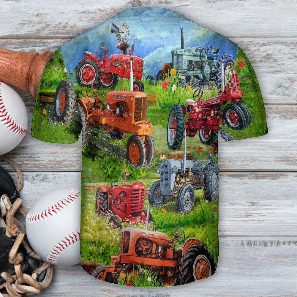 Tractor Real Men Drive Tractors - Baseball Jersey - Owls Matrix LTD