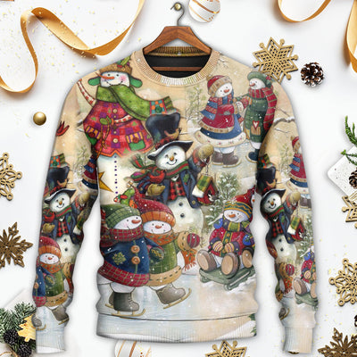 Christmas Couple Snowman Lover Winter Xmas - Sweater - Ugly Christmas Sweaters - Owls Matrix LTD