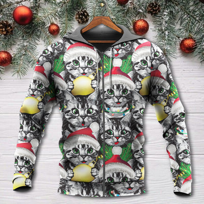 Christmas Meowy Xmas Cat Lover - Hoodie - Owls Matrix LTD