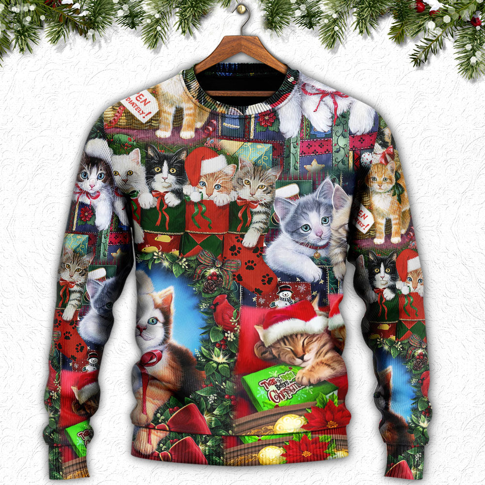 Cat Christmas Tree Merry Xmas - Sweater - Ugly Christmas Sweaters - Owls Matrix LTD