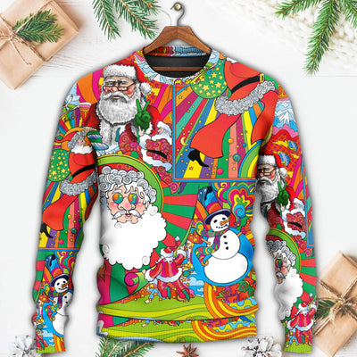 Hippie Santa Merry Xmas - Sweater - Ugly Christmas Sweaters - Owls Matrix LTD