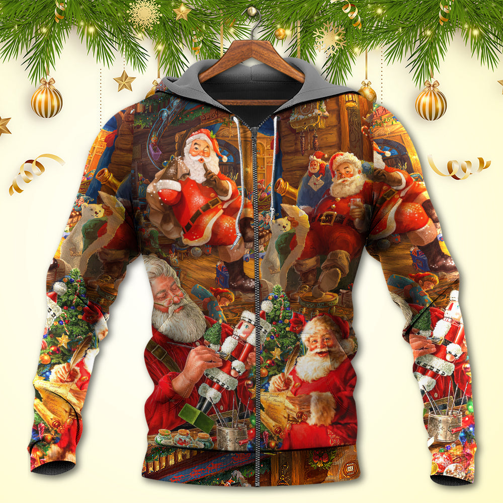Christmas Funny Santa Claus Gift Xmas Is Coming Art Style - Hoodie - Owls Matrix LTD
